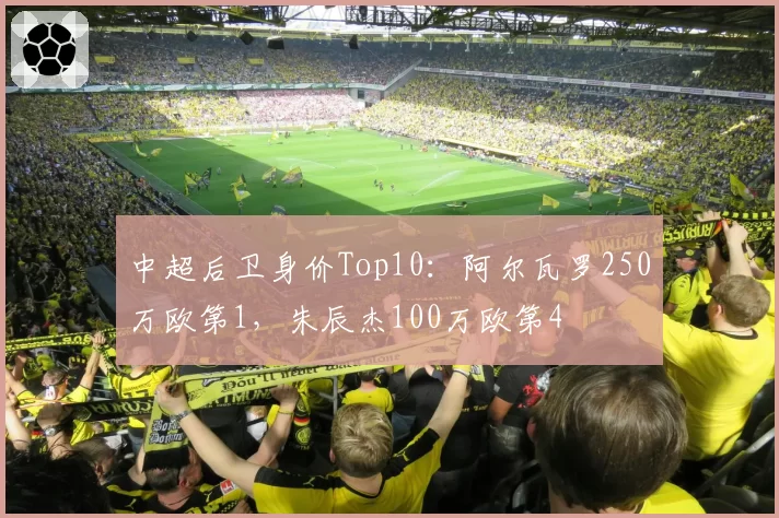中超后卫身价Top10：阿尔瓦罗250万欧第1，朱辰杰100万欧第4